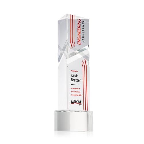 Corporate Awards - Crystal Awards - Oakham Full Color Clear on Paragon Base Obelisk Crystal Award