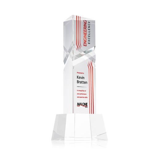 Corporate Awards - Crystal Awards - Oakham Full Color Clear on Robson Base Obelisk Crystal Award