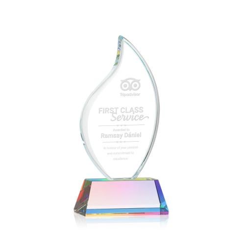 Corporate Awards - Crystal Awards - Odessy Prismatic on Newhaven Flame Crystal Award
