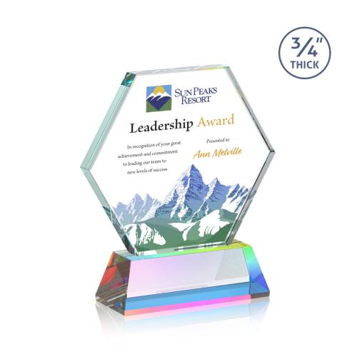 Corporate Awards - Crystal Awards - Pickering Full Color Prismatic on Newhaven Crystal Award