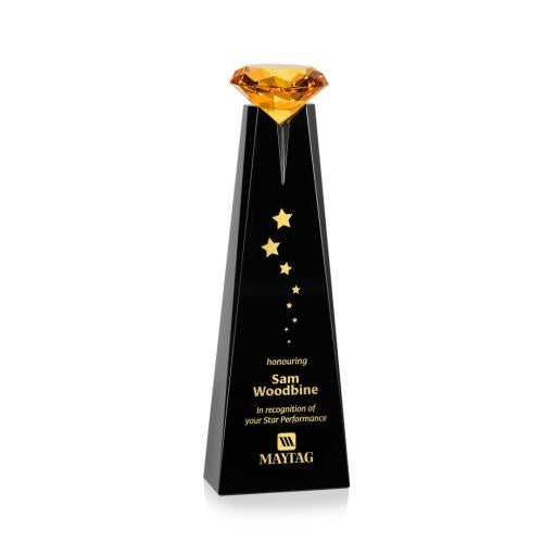 Corporate Awards - Crystal Awards - Alicia Gemstone Black/Amber Obelisk Crystal Award