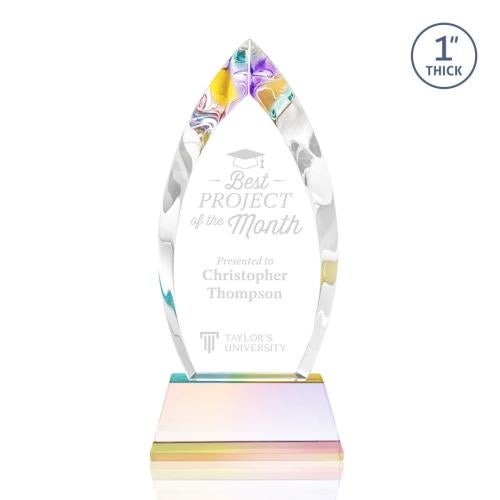 Corporate Awards - Crystal Awards - Marinello Prismatic on Base Arch & Crescent Crystal Award