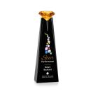 Alicia Gemstone Full Color Black/Amber Obelisk Crystal Award