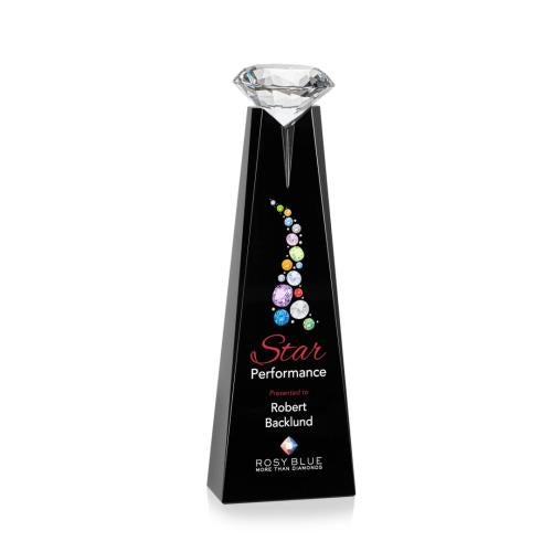 Corporate Awards - Crystal Awards - Alicia Gemstone Full Color Black/Diamond Obelisk Crystal Award
