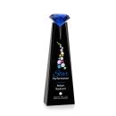 Alicia Gemstone Full Color Black/Sapphire Obelisk Crystal Award