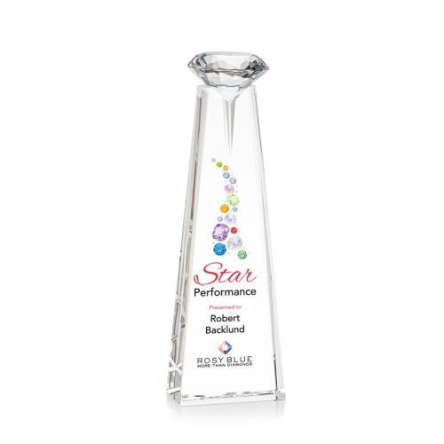 Corporate Awards - Crystal Awards - Alicia Gemstone Full Color Optical/Diamond Obelisk Crystal Award