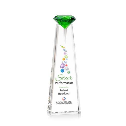 Corporate Awards - Crystal Awards - Alicia Gemstone Full Color Optical/Emerald Obelisk Crystal Award