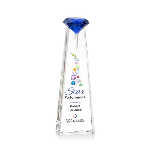 Corporate Awards - Crystal Awards - Alicia Gemstone Full Color Optical/Sapphire Obelisk Crystal Award