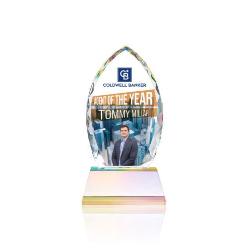 Corporate Awards - Crystal Awards - Wilton Full Color Prismatic on Newhaven Arch & Crescent Crystal Award