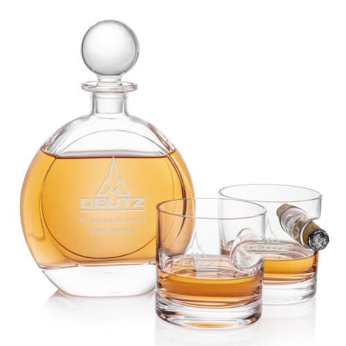 Corporate Recognition Gifts - Etched Barware - Bonello Decanter & Havana Set