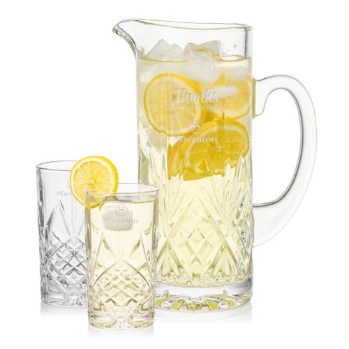 Corporate Recognition Gifts - Etched Barware - Brinkley Pitcher & Hiballs Set