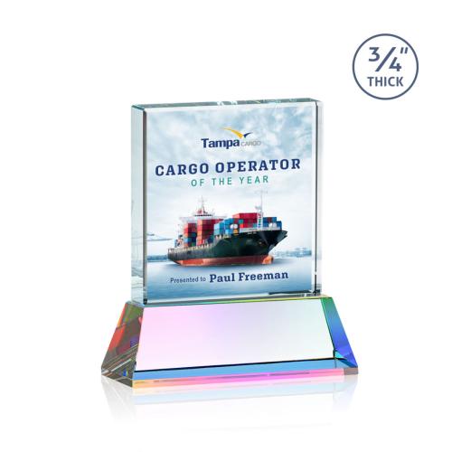 Corporate Awards - Crystal Awards - Terra Full Color Prismatic on Newhaven Crystal Award