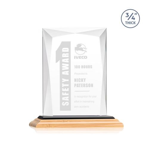 Corporate Awards - Crystal Awards - Messina/Black Rectangle Bamboo Award