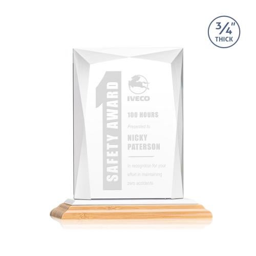 Corporate Awards - Crystal Awards - Messina/White Rectangle Bamboo Award