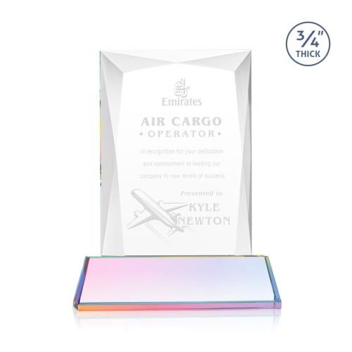 Corporate Awards - Crystal Awards - Messina Prismatic on Newhaven Base Rectangle Crystal Award