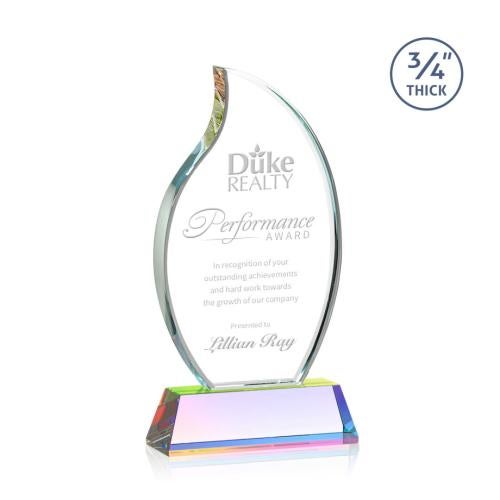 Corporate Awards - Crystal Awards - Croydon Prismatic on Newhaven Base Flame Crystal Award