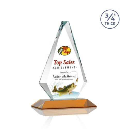 Corporate Awards - Crystal Awards - Windsor Full Color Amber Crystal Award