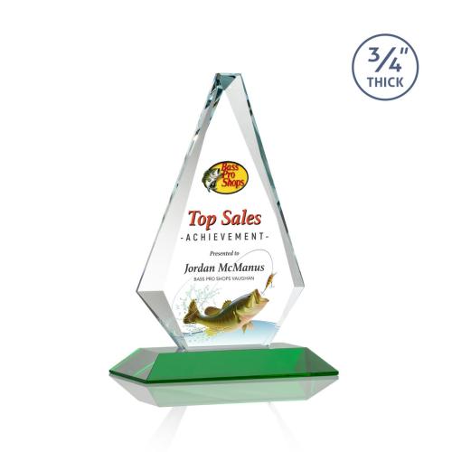Corporate Awards - Crystal Awards - Windsor Full Color Green Crystal Award