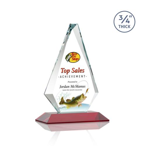 Corporate Awards - Crystal Awards - Windsor Full Color Red Crystal Award