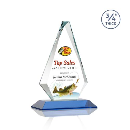 Corporate Awards - Crystal Awards - Windsor Full Color Sky Blue Crystal Award