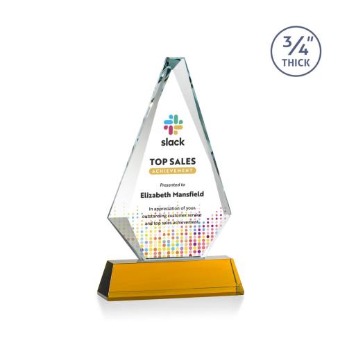 Corporate Awards - Crystal Awards - Windsor Full Color Amber on Newhaven Crystal Award