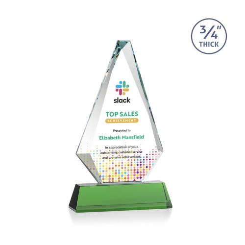 Corporate Awards - Crystal Awards - Windsor Full Color Green on Newhaven Crystal Award