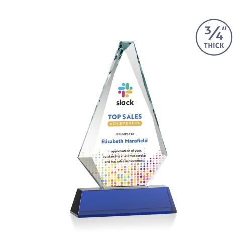 Corporate Awards - Crystal Awards - Windsor Full Color Blue on Newhaven Crystal Award
