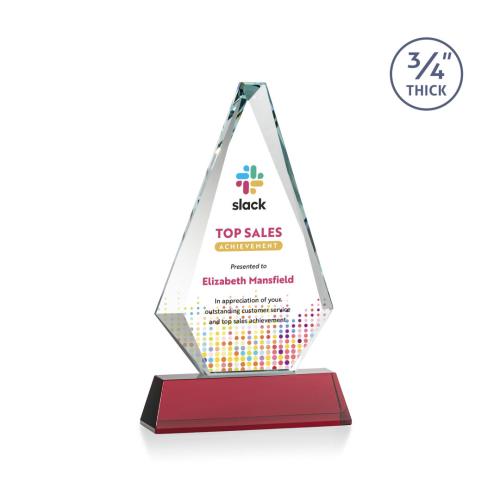 Corporate Awards - Crystal Awards - Windsor Full Color Red on Newhaven Crystal Award