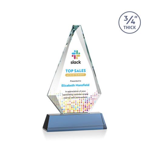 Corporate Awards - Crystal Awards - Windsor Full Color Sky Blue on Newhaven Crystal Award