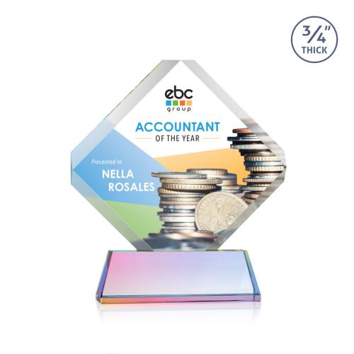 Corporate Awards - Crystal Awards - Toulon Full Color Prismatic on Newhaven Crystal Award
