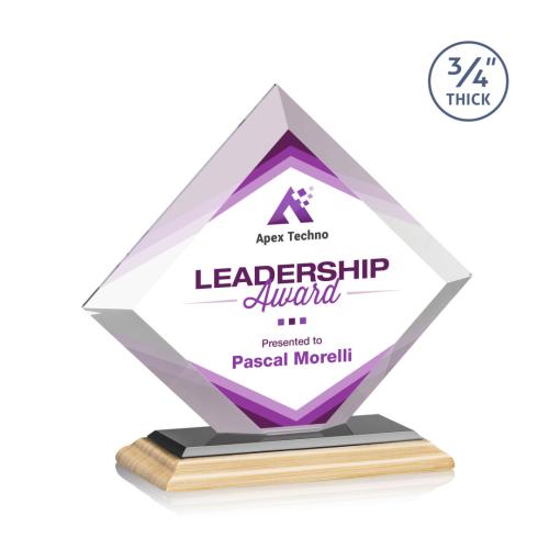 Corporate Awards - Crystal Awards - Belaire Full Color/Black Bamboo Award