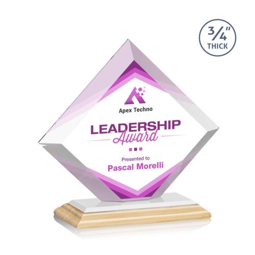Corporate Awards - Crystal Awards - Belaire Full Color/White Bamboo Award
