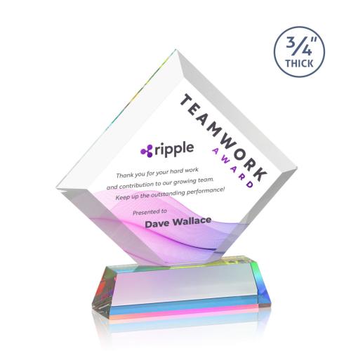 Corporate Awards - Crystal Awards - Belaire Full Color Prismatic on Newhaven Base Crystal Award