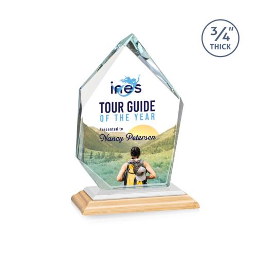 Corporate Awards - Crystal Awards - Deerhurst Ice Full Color/White Peak Bamboo Award