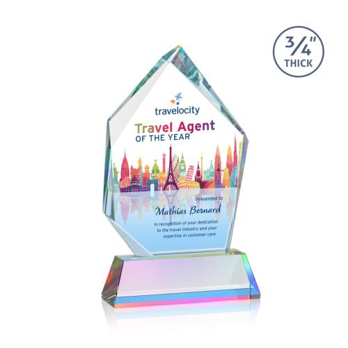 Corporate Awards - Crystal Awards - Deerhurst Ice Full Color Prismatic on Newhaven Peak Crystal Award