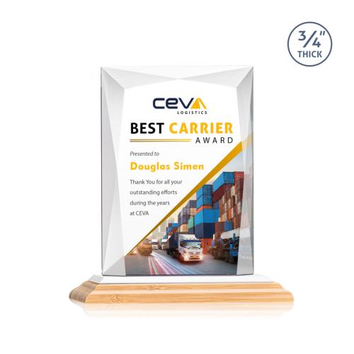 Corporate Awards - Crystal Awards - Messina Full Color/White Rectangle Bamboo Award