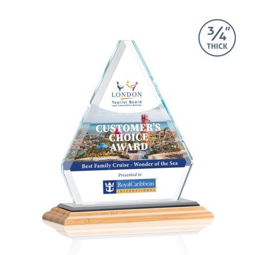 Corporate Awards - Crystal Awards - Fyreside Full Color/Black Bamboo Award