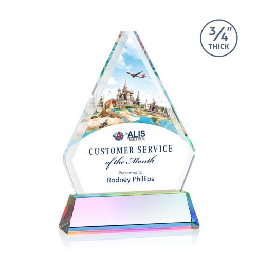 Corporate Awards - Crystal Awards - Fyreside Full Color Prismatic on Newhaven Crystal Award