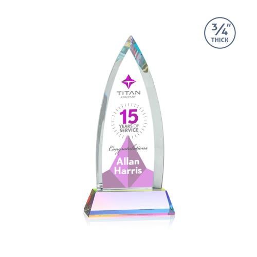 Corporate Awards - Crystal Awards - Shildon Full Color Prismatic on Newhaven Arch & Crescent Crystal Award