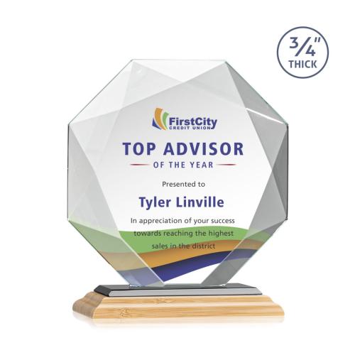 Corporate Awards - Crystal Awards - Bradford Full Color/Black Bamboo Award