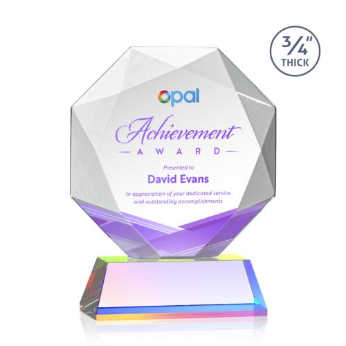 Corporate Awards - Crystal Awards - Bradford Full Color Prismatic on Newhaven Base Crystal Award