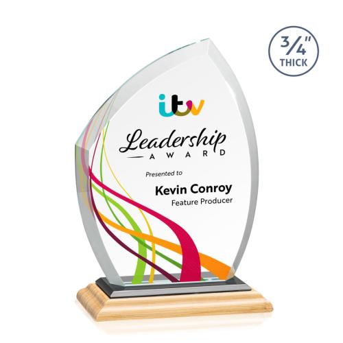 Corporate Awards - Crystal Awards - Daltry Full Color/Black Abstract / Misc Bamboo Award