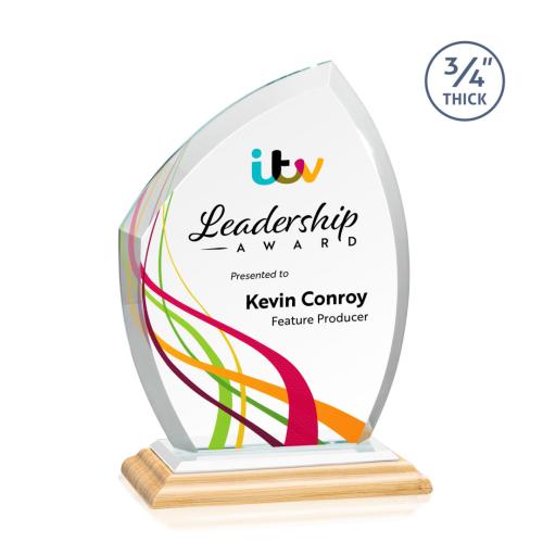 Corporate Awards - Crystal Awards - Daltry Full Color/White Abstract / Misc Bamboo Award