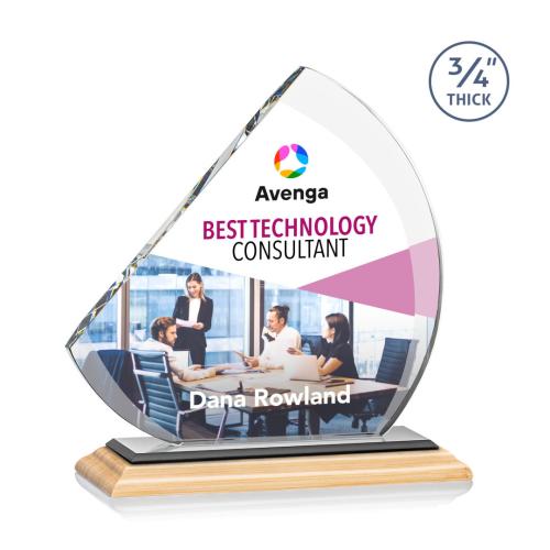 Corporate Awards - Crystal Awards - Nantucket Full Color/Black Sail Bamboo Award