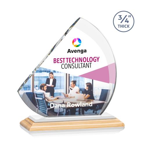Corporate Awards - Crystal Awards - Nantucket Full Color/White Sail Bamboo Award