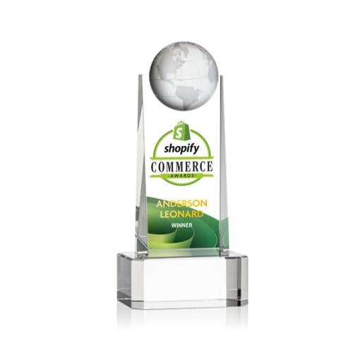 Corporate Awards - Crystal Awards - Sherbourne Globe Full Color Clear Spheres Crystal Award