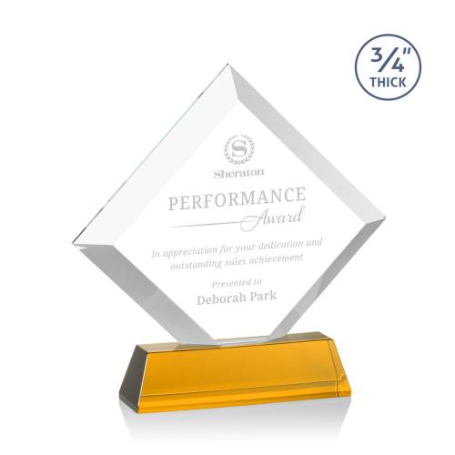 Corporate Awards - Crystal Awards - Belaire Amber on Newhaven Base Crystal Award