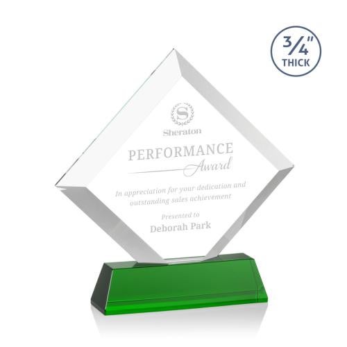 Corporate Awards - Crystal Awards - Belaire Green on Newhaven Base Crystal Award
