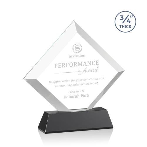 Corporate Awards - Crystal Awards - Belaire Black on Newhaven Base Crystal Award
