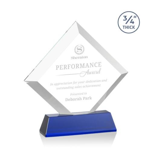 Corporate Awards - Crystal Awards - Belaire Blue on Newhaven Base Crystal Award